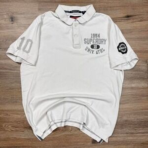 white superdry japanese embroidered polo shirt